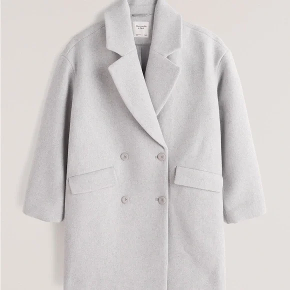 Abercrombie Grey Wool Oversized Coat Size XS - Picture 2 of 5